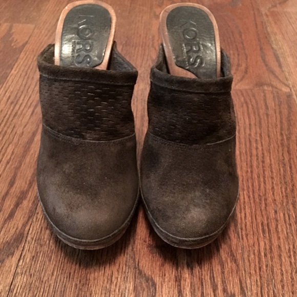 KORS by Michael Kors Nubuck Platform Wedge Clogs sz 6 - Picture 7 of 9